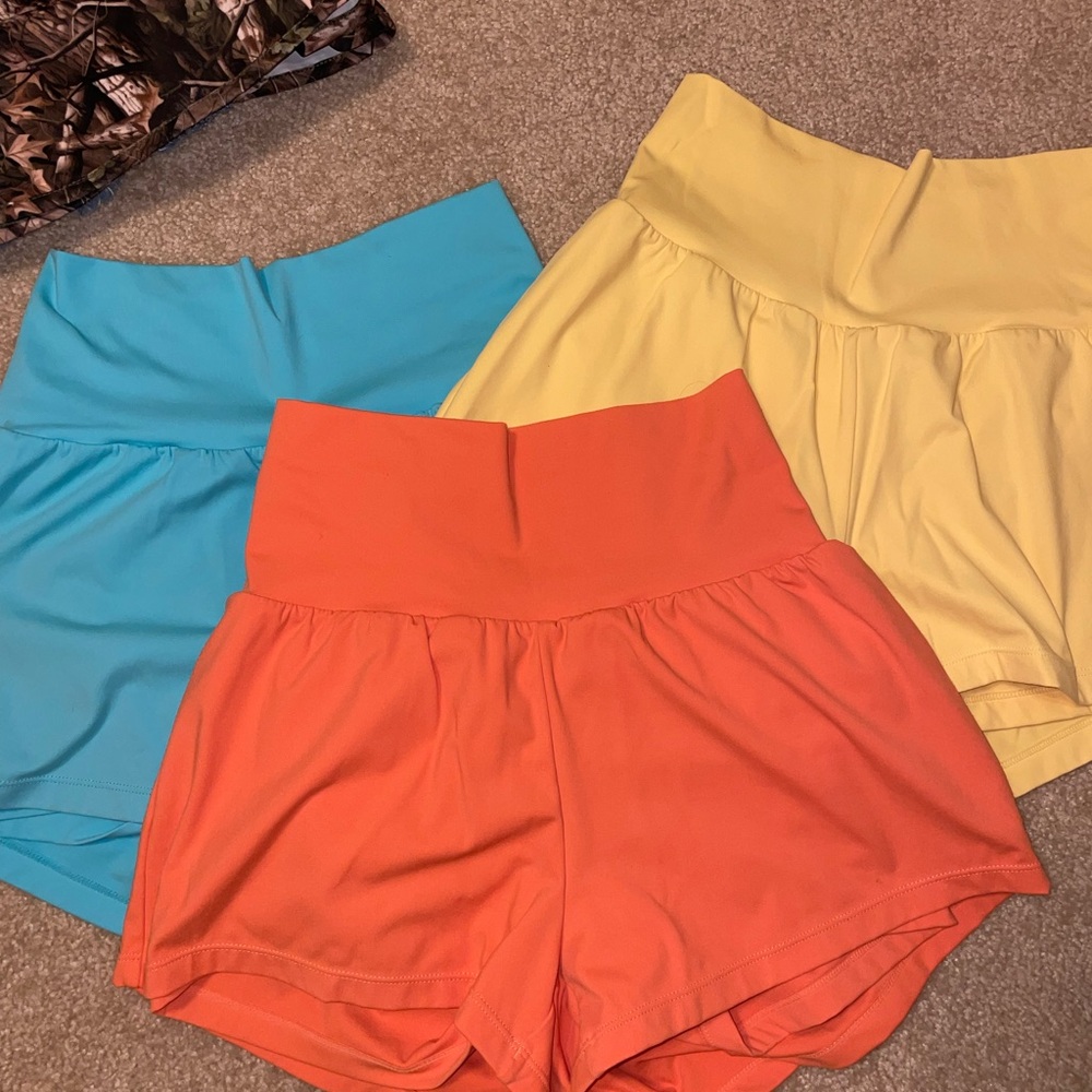 Halara High-Waisted Shorts - Orange, Yellow, Blue